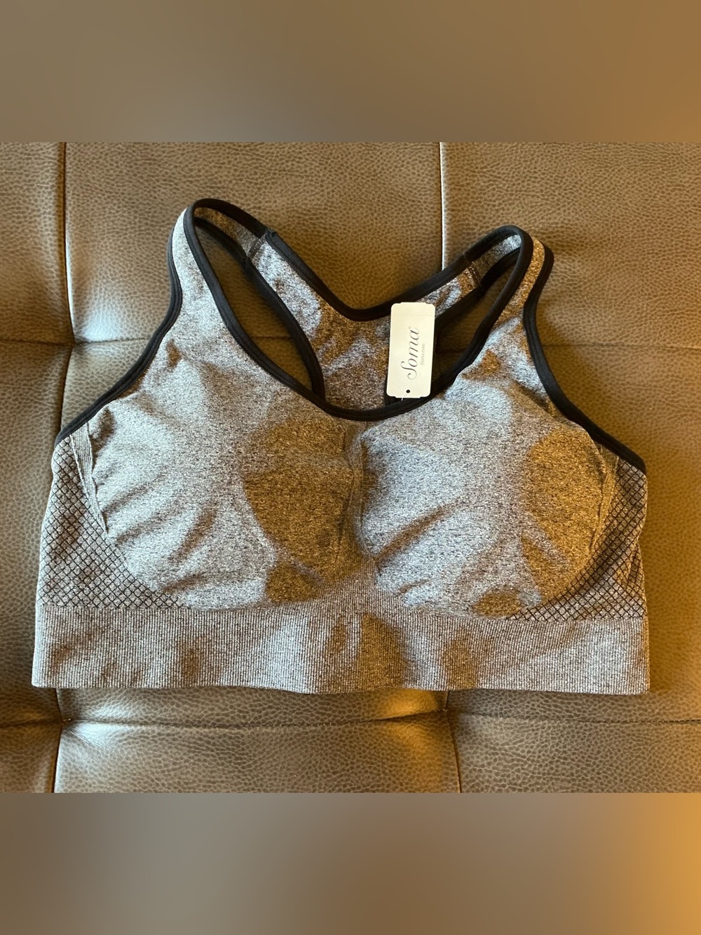 NWT Soma Sport Seamless Key Racerback Sports Bra XXL NWT Heather Obsidian